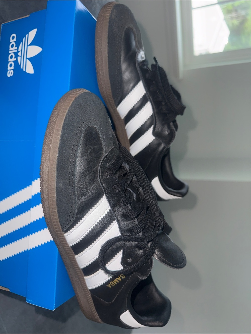Adidas Samba Women’s Sneakers - Black/White with Gum Sole - Picture 3 of 7